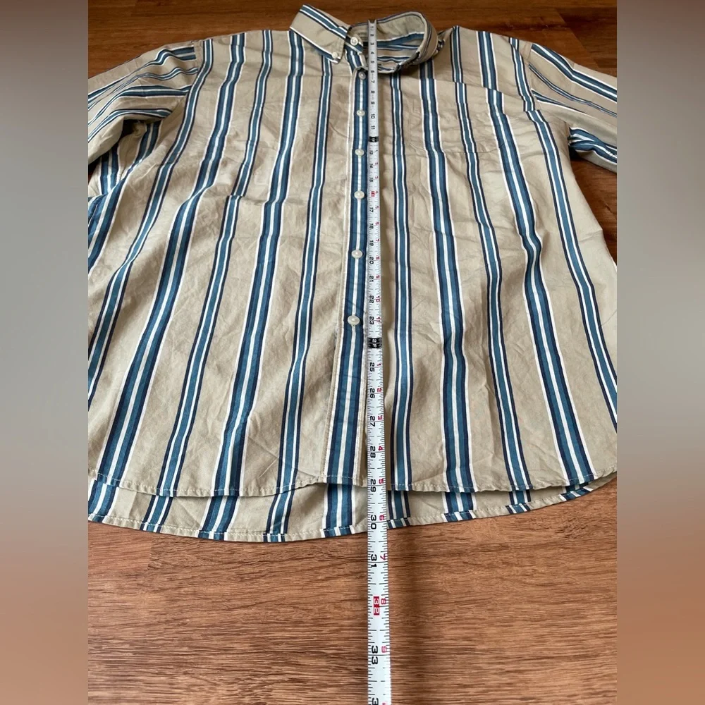 J.Crew‎ Men’s Classic Long Sleeve Striped Button Down Shirt LARGE Tan Cotton